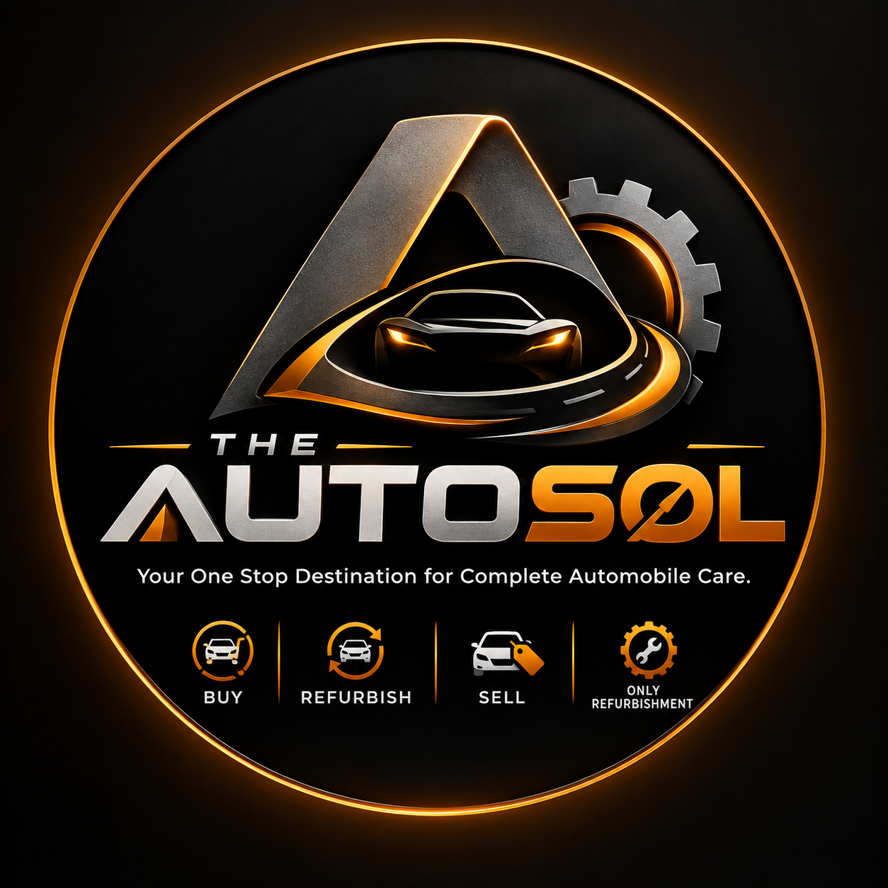 The Autosol circular black and gold automotive badge
